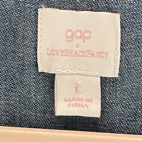 Gap x LoveShackFancy Chambray Tiered Midi Dress Size L Blue Button Down - Picture 14 of 16